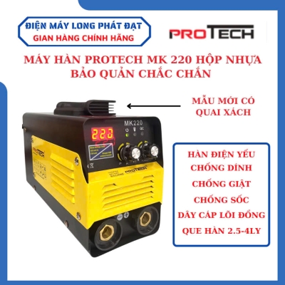 Máy hàn que Protech MK220 hàn điện yếu chống giật chống sốc 2.5-3.2ly, dây cáp lõi đồng 